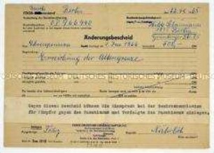 Bescheid über die Änderung der Ehrenpension für Kämpfer gegen den Faschismus - Personenkonvolut