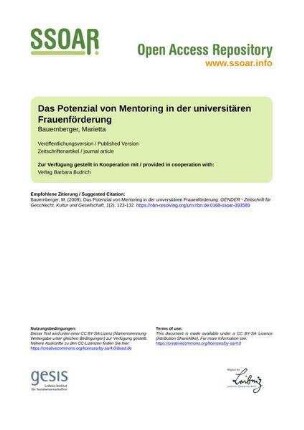 Das Potenzial von Mentoring in der universitären Frauenförderung