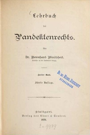 Lehrbuch des Pandektenrechts, 2
