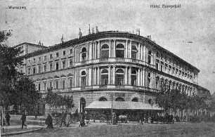 "Warszawa, Hotel Europejski" Feldpostkarte vom 26.08.1915 an Babette Müller, Ellerstadt, von Otto Bernhardt; Stempel: Batl. Landst. Inf. Reg. Nr. 10, 12. Komagnie