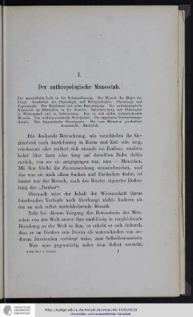 I. Der anthropologische Maassstab