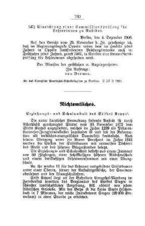 Erziehungs- und Schulanstalt des Stiftes Keppel : [Nichtamtliches]