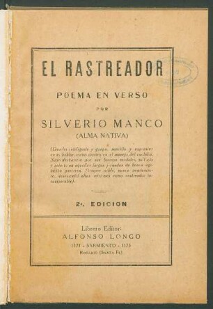 El rastreador : poema en verso