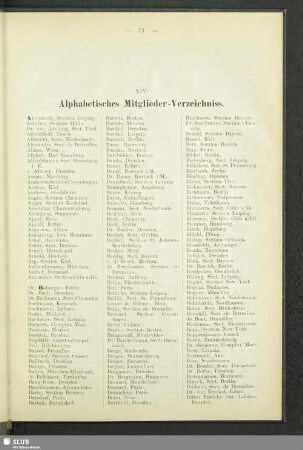 XIV. Alphabetisches Mitglieder-Verzeichniss