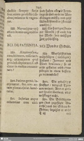XCI. De Patientia