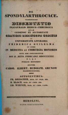 De spondylarthrocace : Diss. inaug. med.-chir.