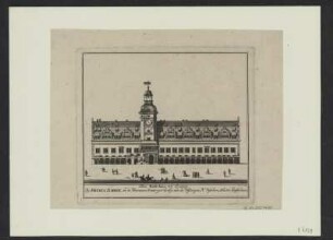 Aufriss vom Rathaus in Leipzig, Stich, um 1705 : Rath-haus von Leipzig / by Petrus Schenk, N. Visscher. - Amsterdam , [um 1705]. - 8 Bl. m. 16 Aufrissen : Kupferstich ; je Bl. 30 x 55 cm