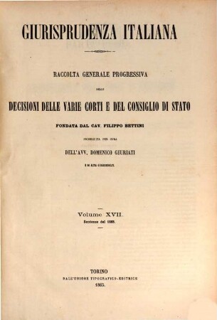 Giurisprudenza italiana. 17. 1865