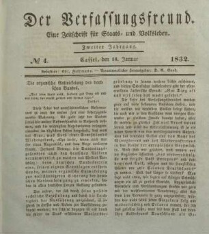 № 4. Cassel, den 14. Januar 1832.