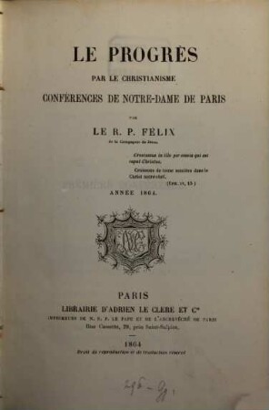 Le progrès par le christianisme : conférences de Notre-Dame de Paris, 9