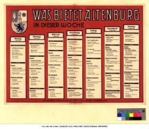 Originaltitel: Was bietet Altenburg in dieser Woche 7. März bis 13. März 1949 Mitgeteilt vom Städtischen Kulturamt Altenburg