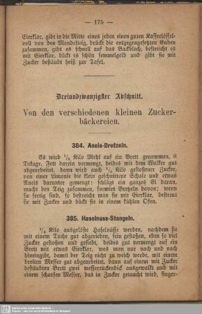Dreiundzwanzigster Abschnitt. Von den verschiedenen kleinen Zuckerbäckereien
