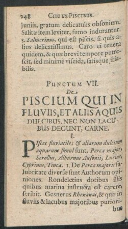 Punctum VII. De Piscium Qui In Fluviis, Et Aliis Aquis Dulcibus, Nec Non Lacubus Degunt, Carne