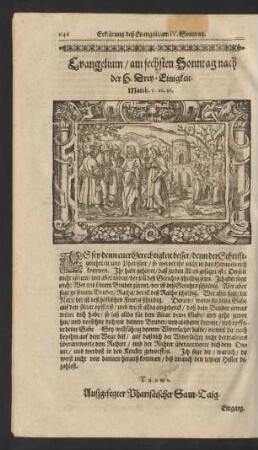 Evangelium/ am sechsten Sonntag nach der H. Drey-Einigkeit. ...