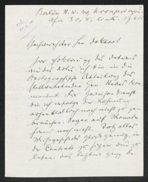 Brief von Hannes M. Avenarius an Gerhart Hauptmann