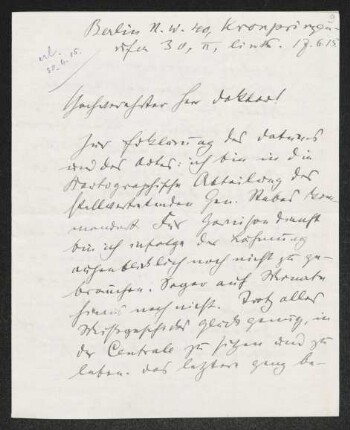 Brief von Hannes M. Avenarius an Gerhart Hauptmann