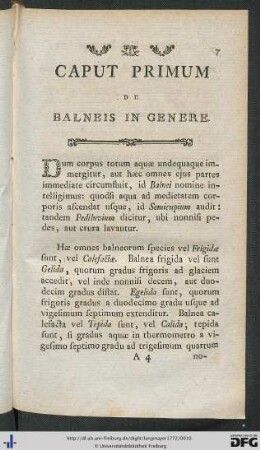 Caput Primum. De Balneis In Genere.