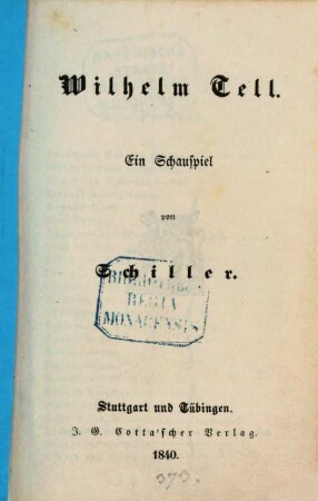 Wilhelm Tell : Ein Schauspiel
