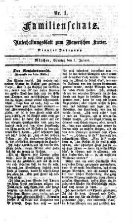 Familienschatz : tägliche Unterhaltungsbeilage zum Bayerischen Kurier. 1865 = Jg. 9