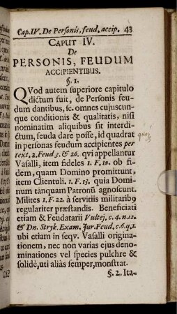 Caput IV. De Personis, Feudum Accipientibus