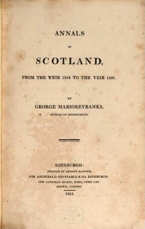 Annals of Scotland from 1514 to 1591