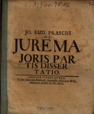 Jo. Lud. Praschi De Jure Majoris Partis Dissertatio