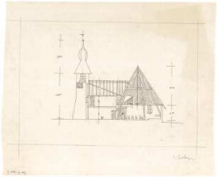 Gsaenger, Gustav; Breitbrunn / Chiemsee (Bayern); Ev. Gemeindezentrum, Ev. Erlöser Kirche - Schnitt