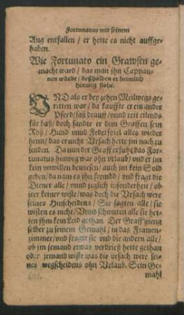 Wie Fortunato ein Grawsen gemacht ward/ das man ihn Cappaunen würde/ deßhalben er heimlich hinweg flohe.