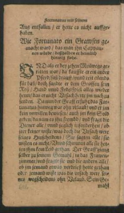 Wie Fortunato ein Grawsen gemacht ward/ das man ihn Cappaunen würde/ deßhalben er heimlich hinweg flohe.