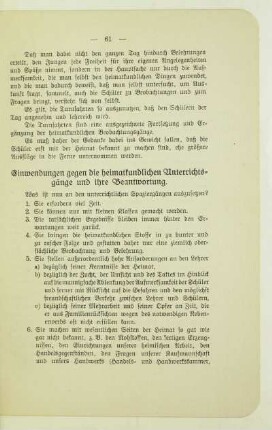 Einwendungen gegen die heimatkundlichen Unterrichtsgänge und ihre Beantwortung