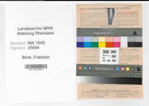 Entnazifizierung Friedrich Brink , geb. 13.07.1903 (Finanzbeamter)