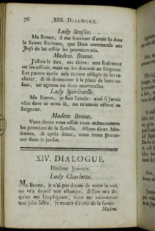 XIV. Dialogue. Dixième Journée.