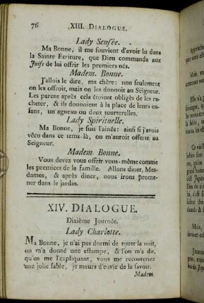 XIV. Dialogue. Dixième Journée.