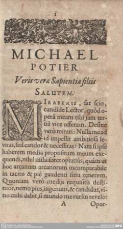 Veris verae Sapientiae filis Salutem.