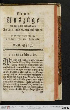 (XXII. Stück. Freitags, den 2ten Junii, 1769 - XXVI. Stück. Freitags, den 30ten Junii, 1769)