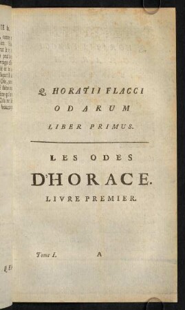 1-380, 2. Horatii Flacci Odarum Liber Primus.