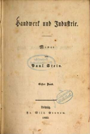 Handwerk und Industrie : Roman von Paul Stein, 1