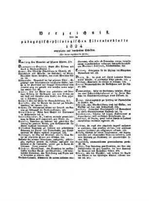 Verzeichniß der im pädagogisch-philologischen Literaturblatte 1824 angezeigten und beurtheilten Schriften