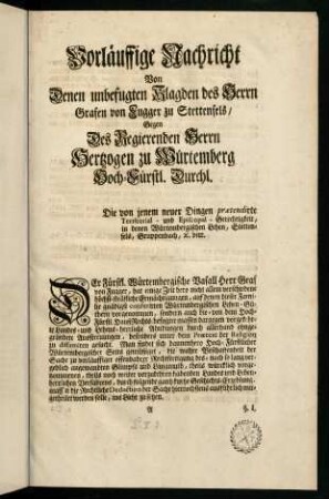 A1r-A13v, Vorlaeuffige Nachricht