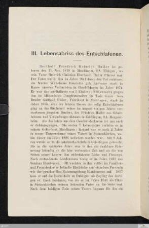 Lebensabriss des Entschlafenen