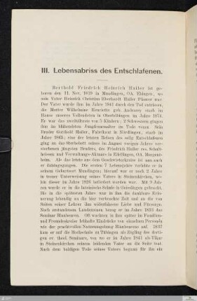 Lebensabriss des Entschlafenen