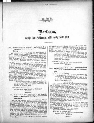 Anlage: ad No.51 (692-695), Vorlagen, welche den Zeitungen nicht mitgeteilt sind
