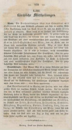 432 Kirchliche Mittheilungen