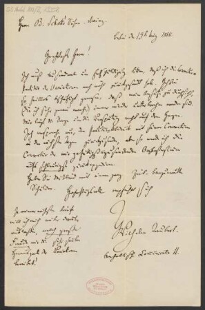 Brief an B. Schott's Söhne : 19.05.1868