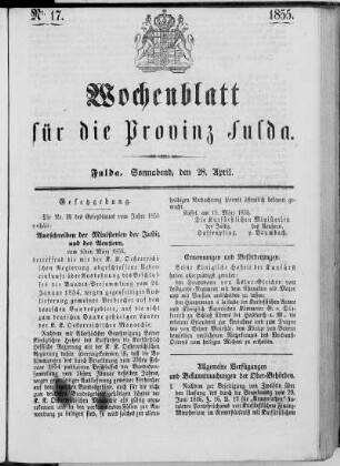 Nr. 17, Ausgabe vom 28. April 1855