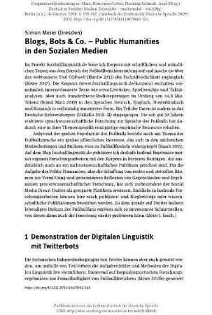 Blogs, Bots & Co. – Public Humanities in den Sozialen Medien