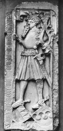 Brixen, Südtirol, Dom-Kreuzgang, Ritter Oswald von Wolkenstein 1408, Minnesänger (war auf einem Auge erblindet), riesige Sporen