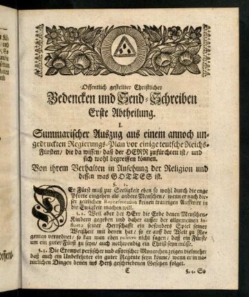 17-66, Bedencken und Send-Schreiben