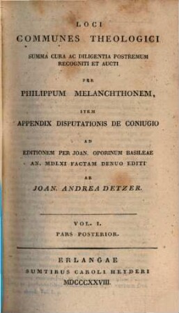 Loci communes theologici : Item appendix disputationis de coniugio, 2