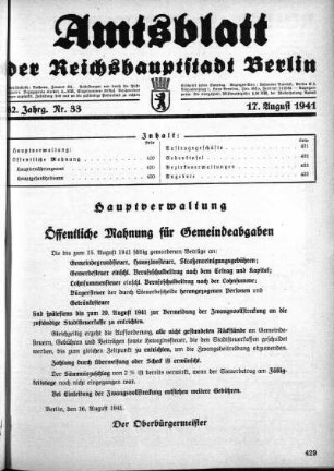 1941,33: Nr. 33, 17. August 1941